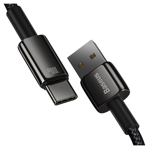 USB кабель Baseus Tungsten Gold, USB тип-C, USB тип-A, 100 см, 100 Вт, чорний, в нейлоновому обплетенні, #CAWJ000001 Прев'ю 4