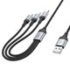 USB кабель Hoco X102, USB тип-C, USB тип-A, micro-USB тип-B, Lightning, 100 см, 2,4 А, черный, в нейлоновой оплетке, 3 в 1, #5942007608794 Превью 1