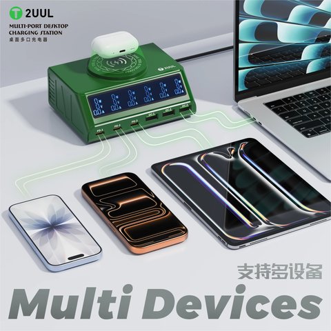 Мережевий зарядний пристрій 2UUL PC11, 110 Вт, Quick Charge, Power Delivery (PD), MagSafe, з безпровідною зарядкою, 6 портів Прев'ю 1