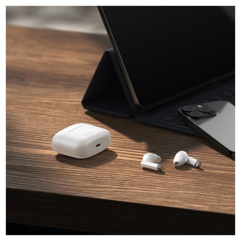 Headphone Baseus Bowie E9, (wireless, vacuum, white, with charging case, with USB cable Type-C) #NGTW120002 Preview 1