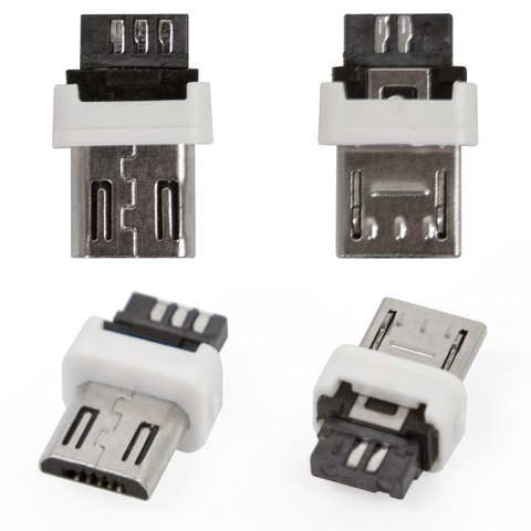 Конектор micro-USB, 5 pin, розбірний, "тато", білий Прев'ю 1