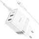 Мережевий зарядний пристрій Hoco N21 Pro, 30 Вт, Power Delivery (PD), білий, з кабелем USB тип-C до Lightning для Apple, 3 порта, #6931474778796 Прев'ю 3