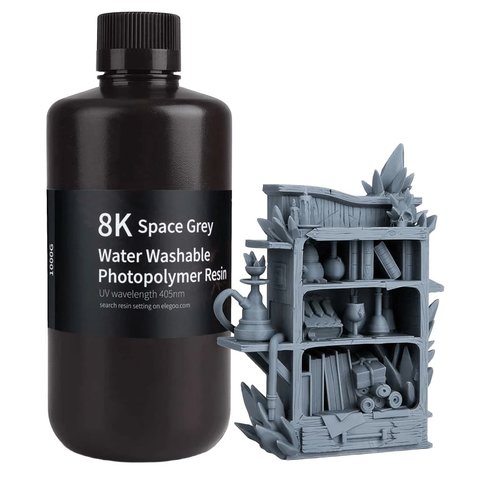 Фотополимерная смола для 3D-принтера ELEGOO 8K Space Grey (водосмываемая), 1 кг Превью 6